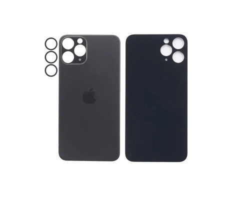 Задня кришка корпусу Apple iPhone 11 Pro Black, звичайний виріз та кільце камери
