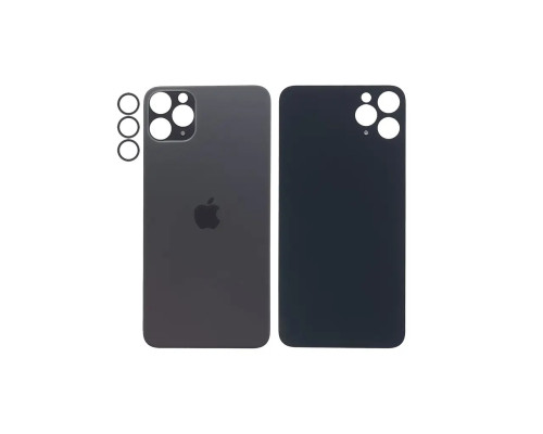 Задня кришка корпусу Apple iPhone 11 Pro Max Black, звичайний виріз та кільце камери