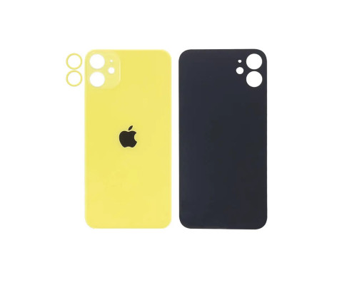 Задня кришка корпусу Apple iPhone 11 Yellow, звичайний виріз та кільце камери