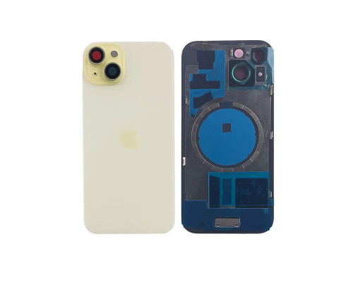 Задня кришка корпусу Apple iPhone 15 Yellow, звичайний виріз в зборі зі склом камери