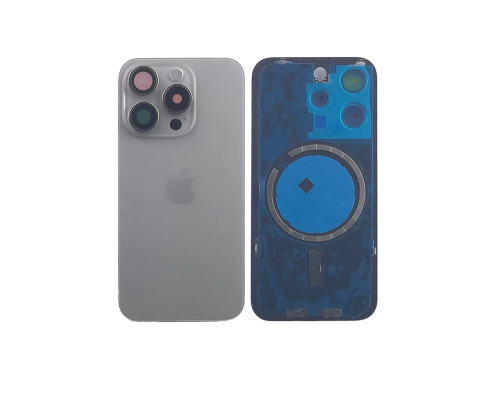 Задня кришка корпусу Apple iPhone 15 Pro Natural Titanium, звичайний виріз в зборі зі склом камери