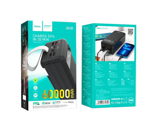 Зовнішній акумулятор Hoco J86B 60000mAh 22.5W/PD20W/QC3.0 Black