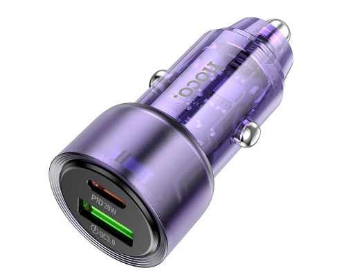 Автомобільний зарядний пристрій Hoco Z52 38W/PD20W/QC3.0 Purple