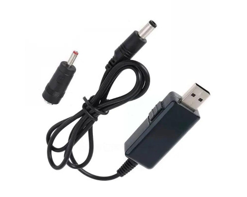 Кабель для роутера USB, DC, 5V-9V чи 12V, 0.85m, Black