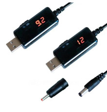 Кабель для роутера USB, DC, 5V-9V чи 12V, 0.85m, Black