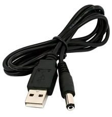 Кабель перехідник для світильника або нічника, USB 5.5x2.1мм - 5.5x2.5мм, 1м, Black