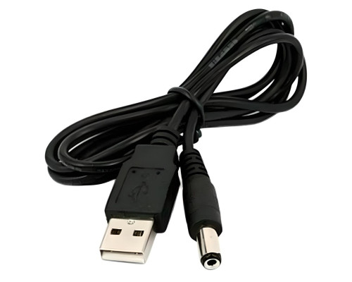 Кабель перехідник для світильника або нічника, USB 5.5x2.1мм - 5.5x2.5мм, 1м, Black